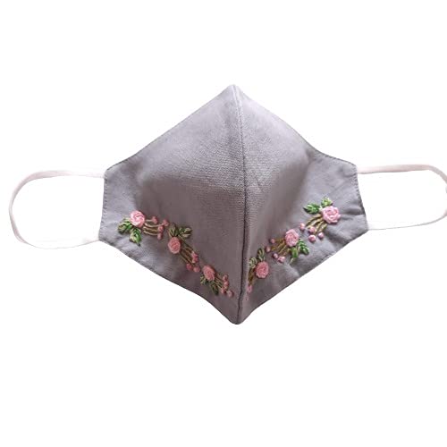 Twaksati handmade embroidered cotton soft and breathable face Mask - light green tinge