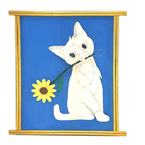 TWAKSATI Handmade White CAT 3D Effect CRAFTWORK Home Decor