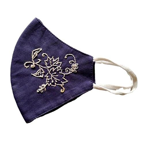 Twaksati handmade embroidered cotton soft and breathable face Mask - Blue Beige