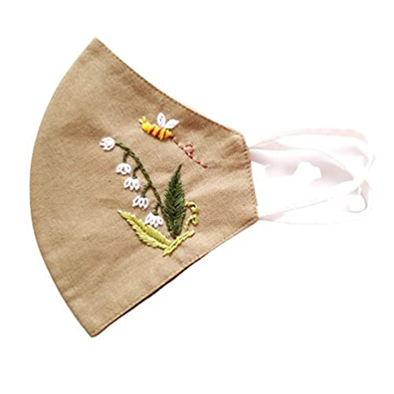 Twaksati handmade embroidered cotton soft and breathable classy face Mask - Matt Khaki Dar