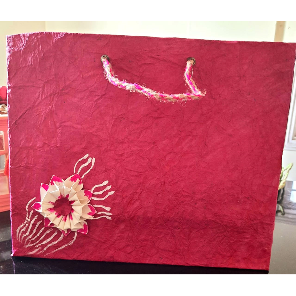 PINK WITH FLOWER PAPER BAG