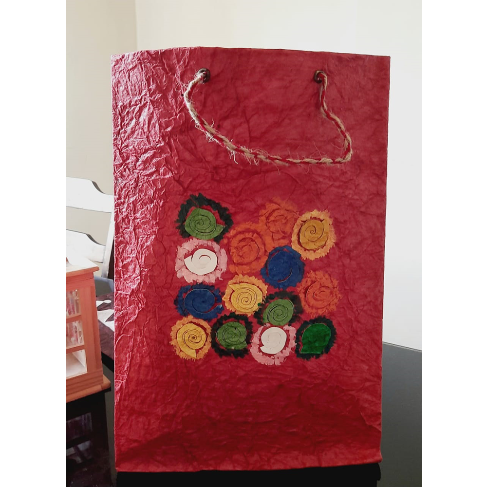 RED WITH LITTLE FLOWERS PAPER BAG