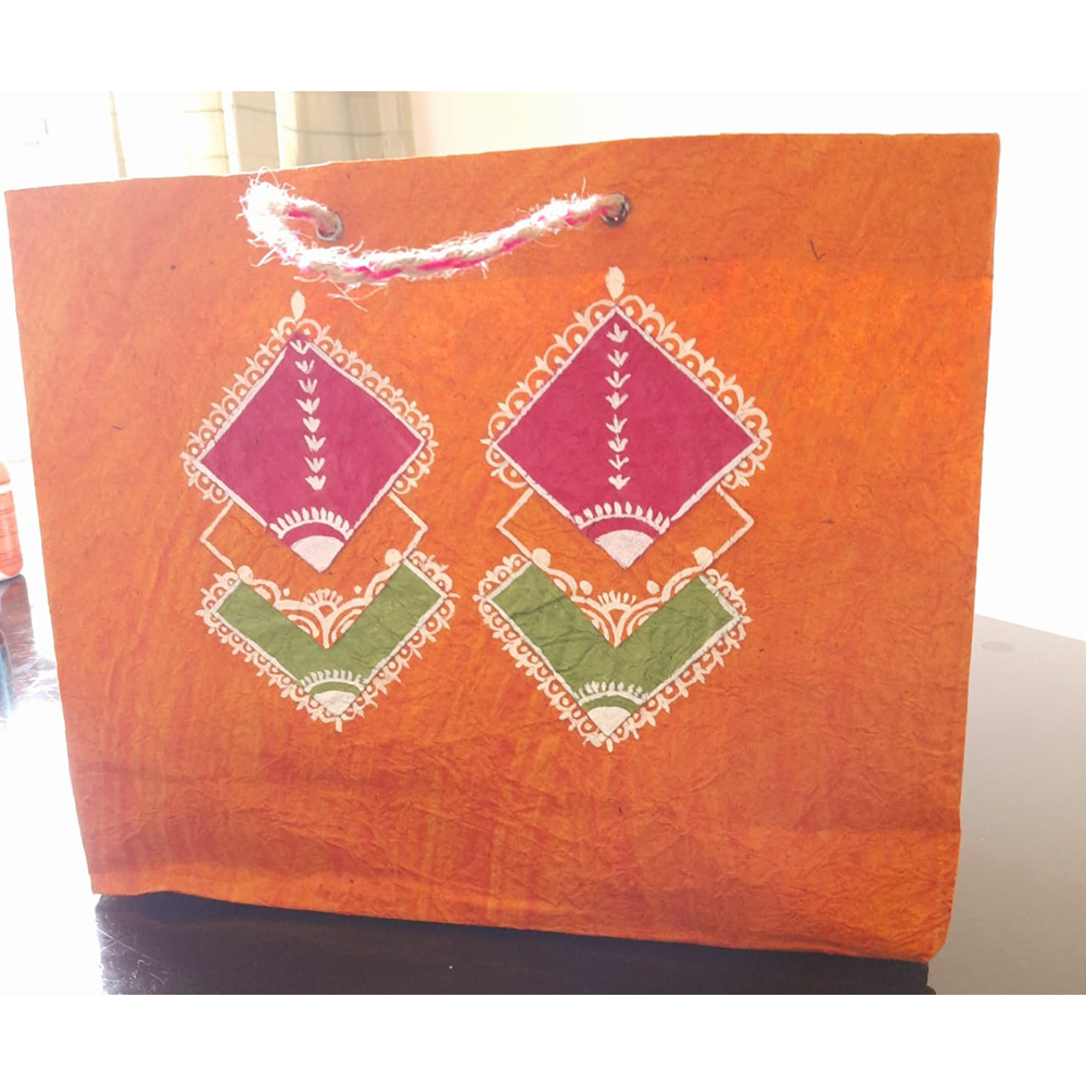 ORANGE RANGOLI PAPER BAG