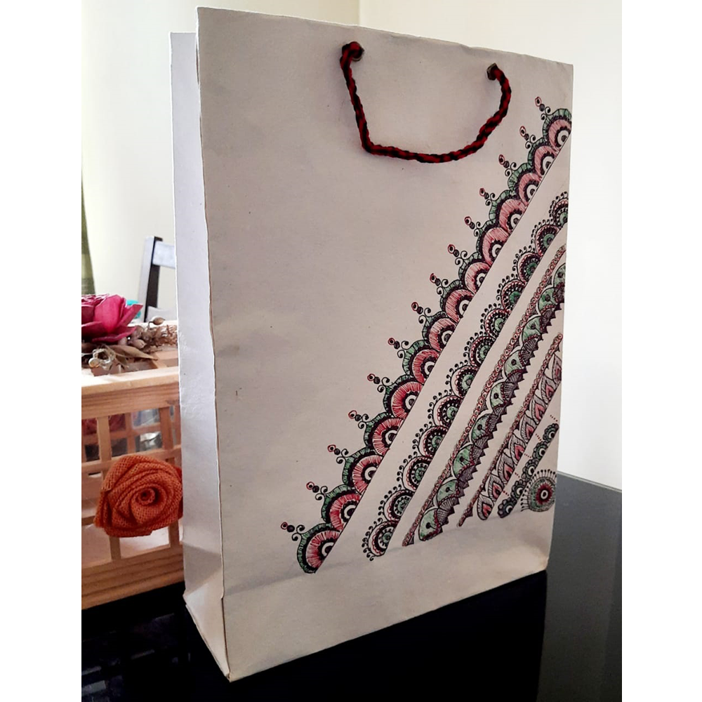 WHITE CREATIVE BORDERED PAPER BAG
