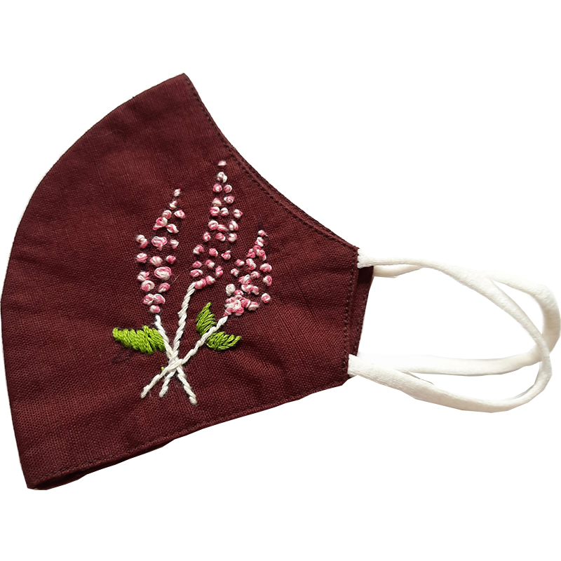 Twaksati handmade embroidered cotton soft and breathable face Mask - Matt Brown